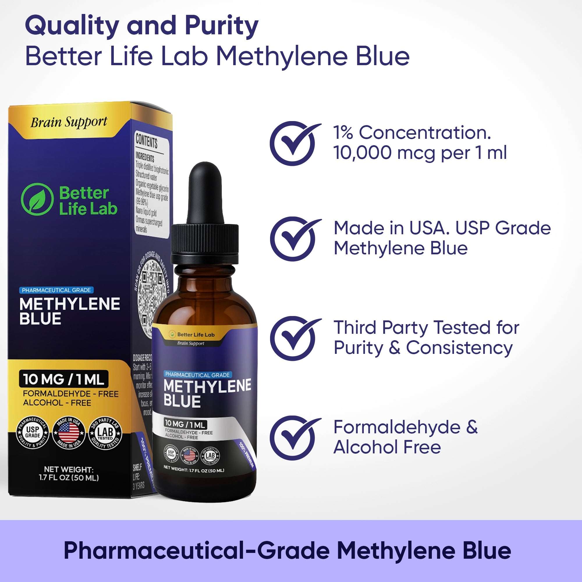 Ultra-Pure, Lab-Tested Methylene Blue – Enhance Cognitive Function, Boost Cellular Energy & Support Longevity with 99.9% Pharmaceutical-Grade Quality