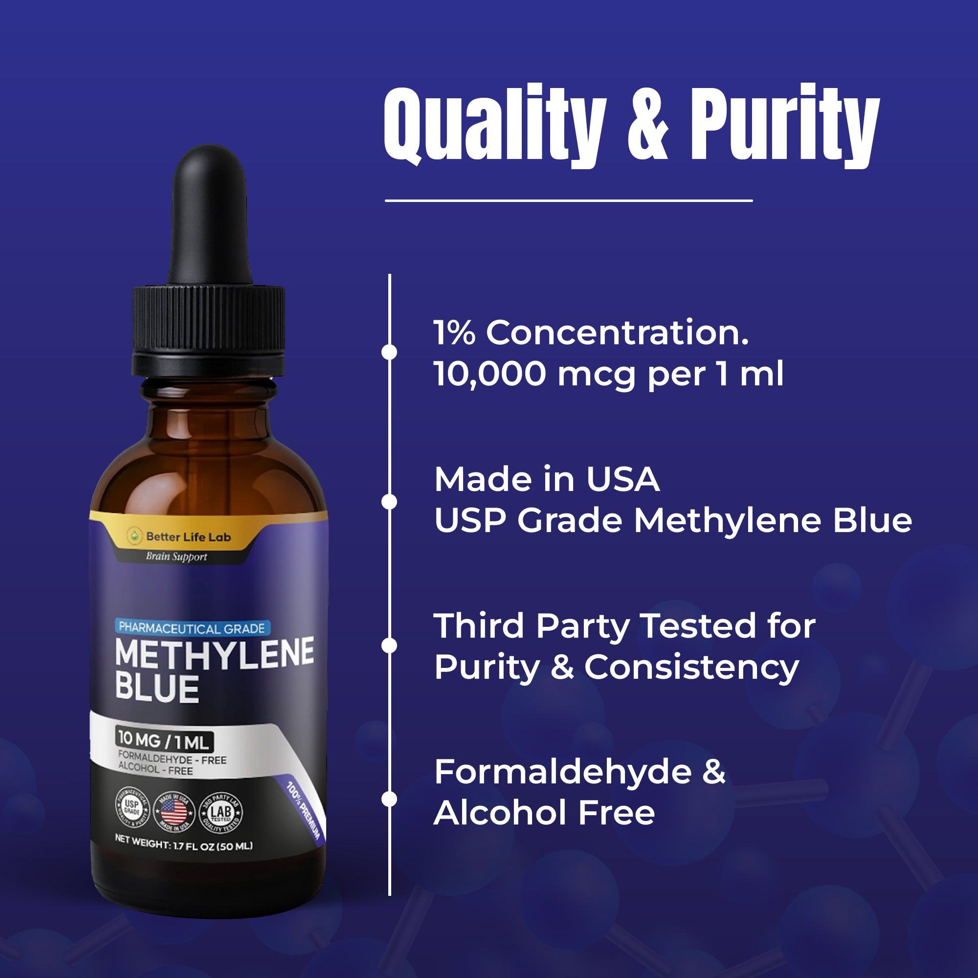 Ultra-Pure, Lab-Tested Methylene Blue – Enhance Cognitive Function, Boost Cellular Energy & Support Longevity with 99.9% Pharmaceutical-Grade Quality